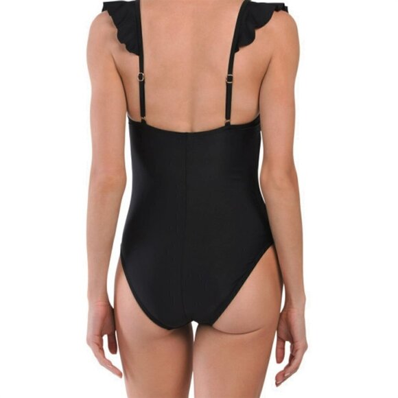 NWT T Thari Women's Solid Ruffle Surplice One-piece Swimsuit - Picture 2 of 3